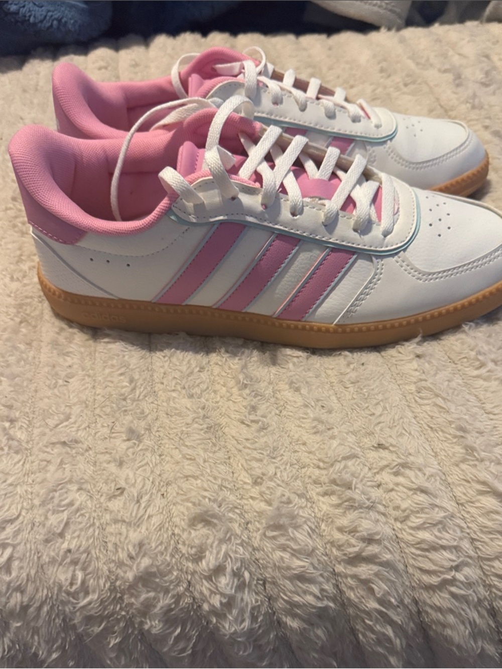Adidas Cloud Foam Plus White and Pink Classic Low-Top Sneakers - Picture 2 of 2